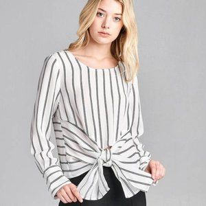 Plus size Long Sleeve Striped Top